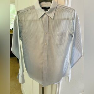 BROOKS BROTHERS Boys blue and white striped oxford button down shirt Size 14.